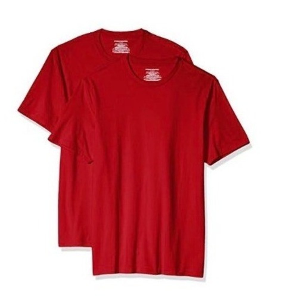 Amazon Essentials 2 Pack Red T Shirts Mens L Slim Fit Crew Neck Tee Cotton New
